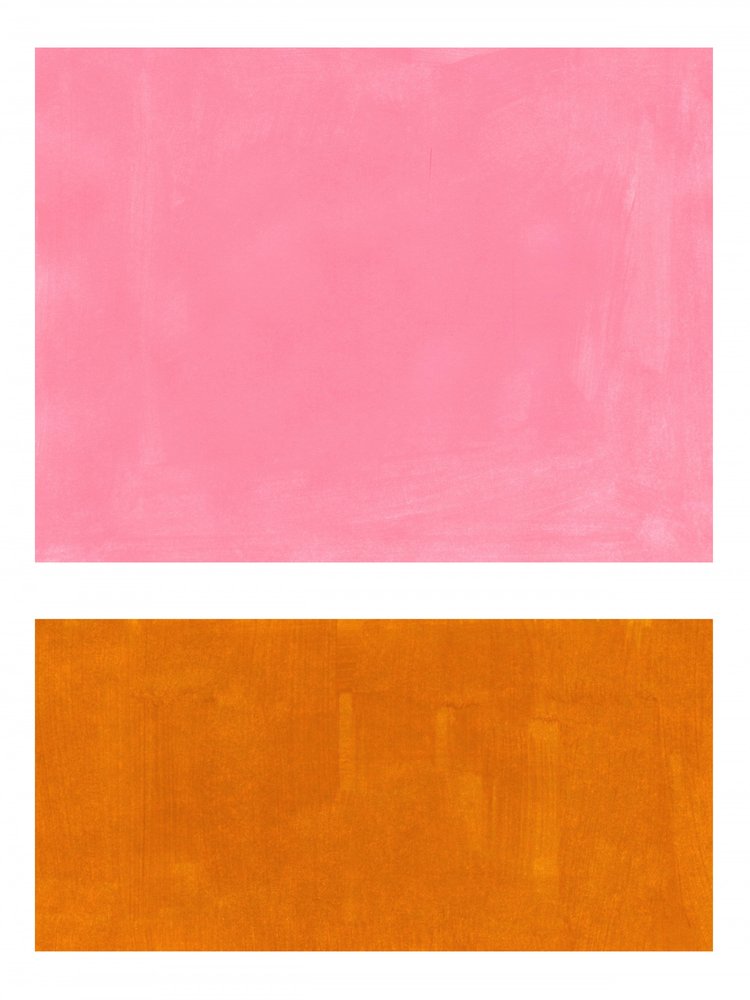Roze-oranje abstracte blokken door Ejaaz Haniff
