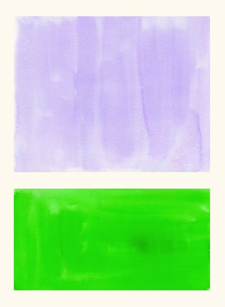 Paarsgroene aquarelverflaag door Ejaaz Haniff