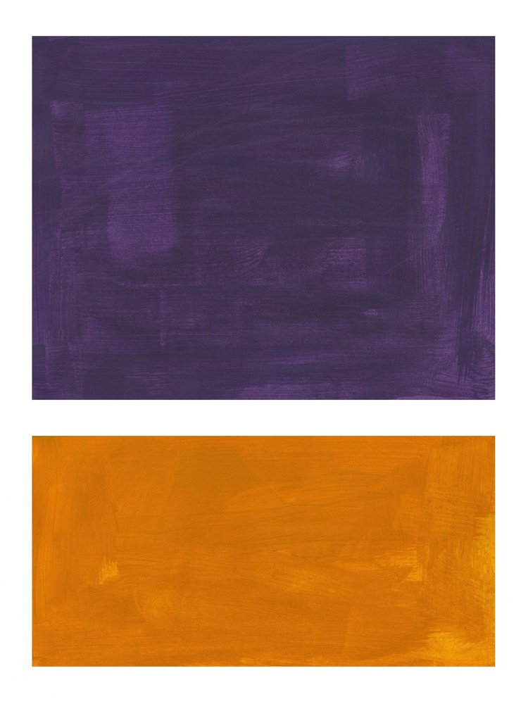 Paars-oranje abstracte blokken door Ejaaz Haniff