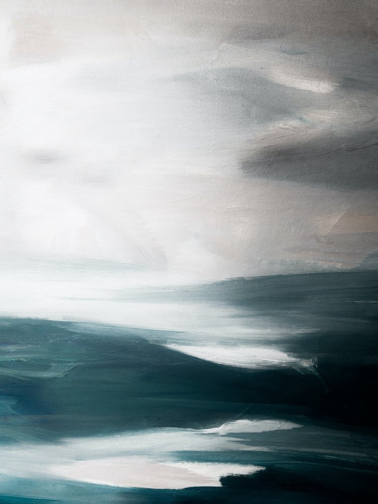 Rustgevend abstract zeegezicht door Ejaaz Haniff