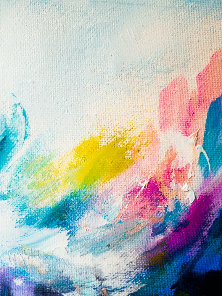 Levendige abstracte penseelstreken door Ejaaz Haniff