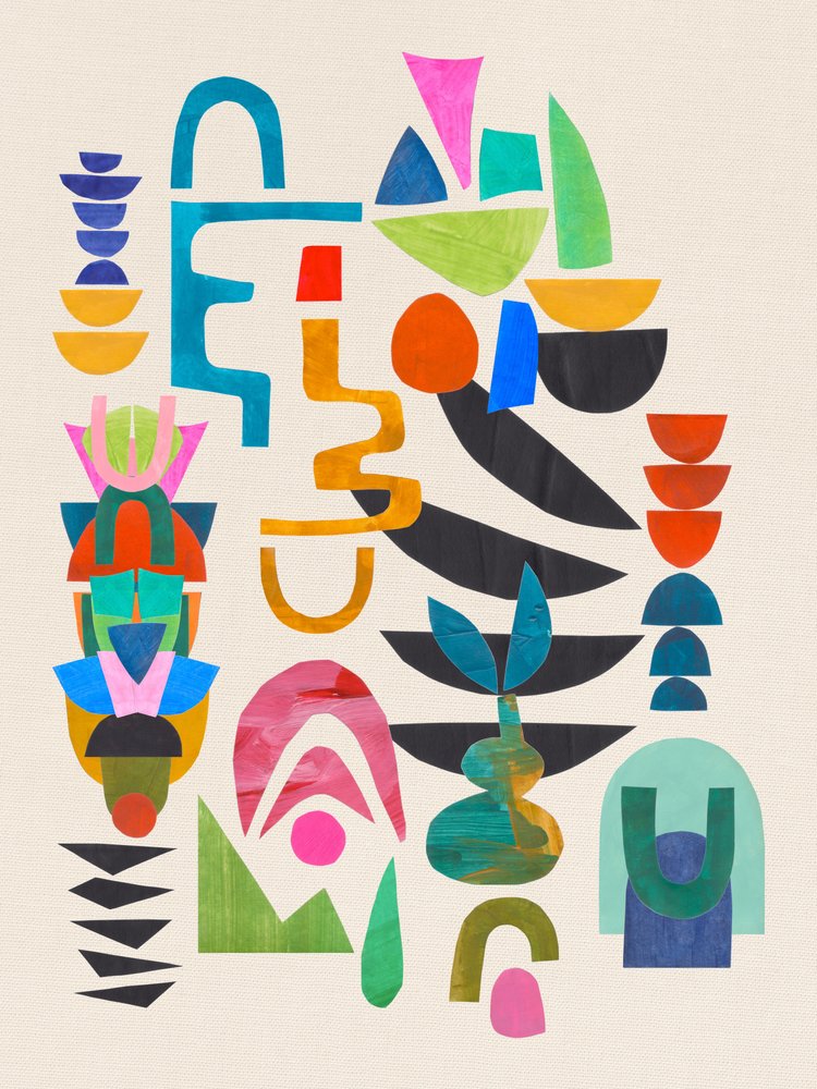 Levendige geometrische abstracte kunst door Ejaaz Haniff
