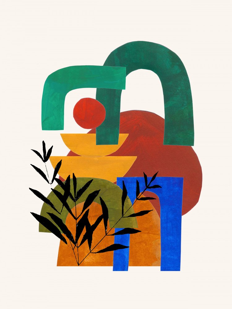 Levendige geometrische plantenmotieven door Ejaaz Haniff