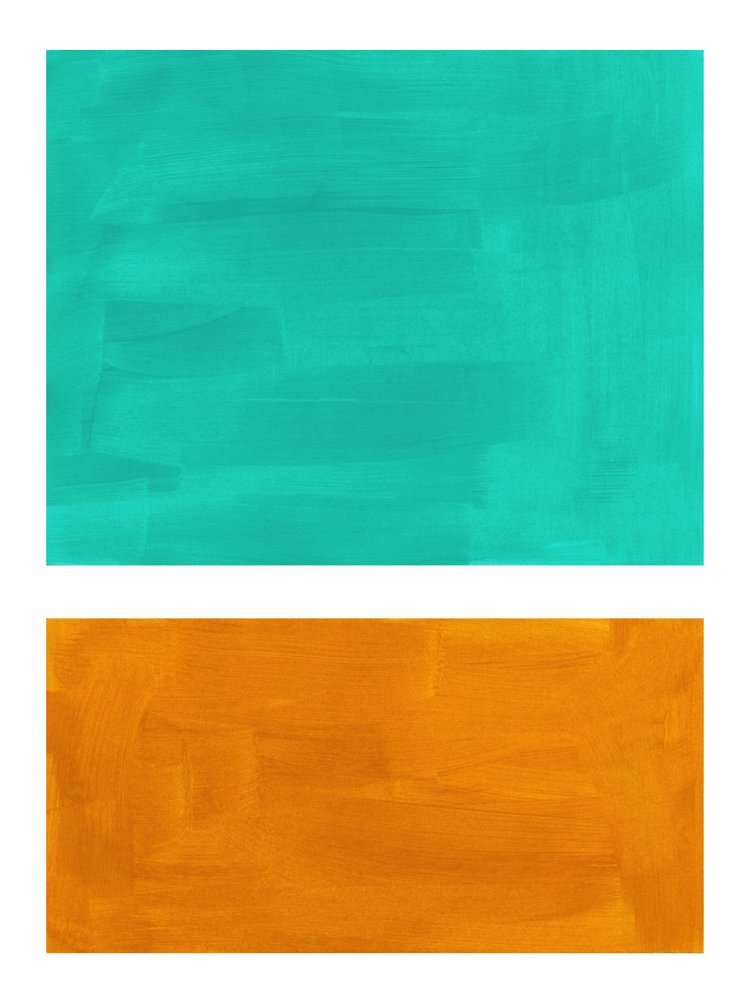 Levendige blokken in blauwgroen en oranje door Ejaaz Haniff