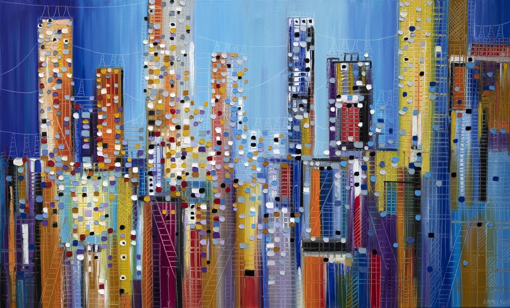 Kleurrijke stedelijke skyline door Ekaterina Ermilkina
