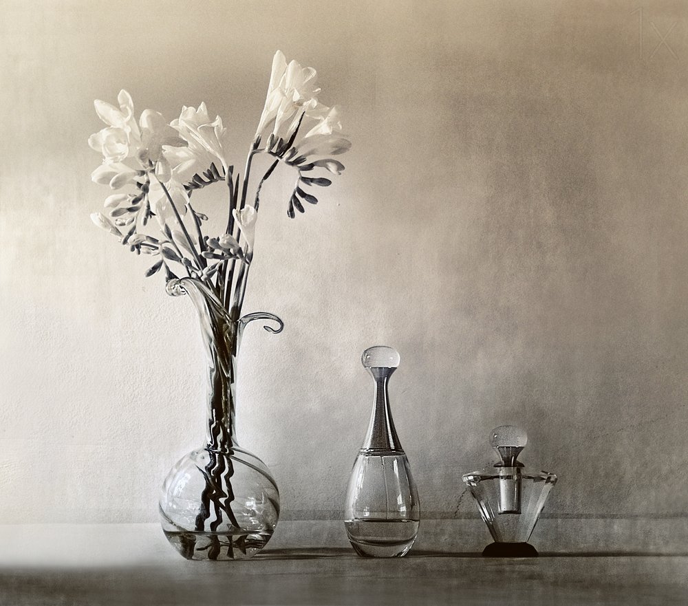 Elegante bloemen en parfum door Elena Arjona
