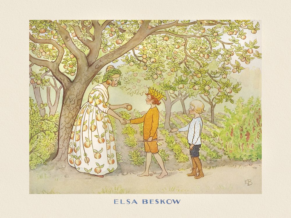 Lasse de Kleine in de tuin door Elsa Beskow
