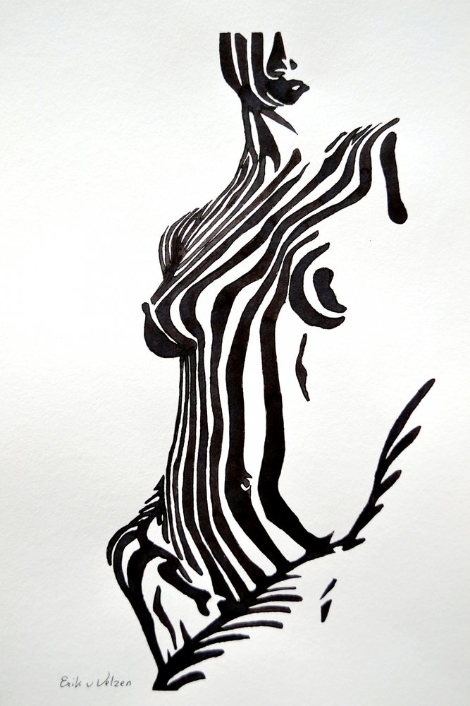 Zebragestreepte nude door Erik Van Velzen