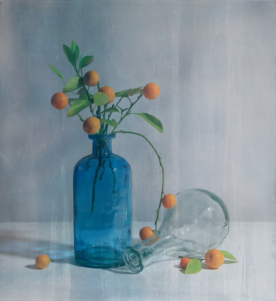 Citrusblauwe flessen door Fangping Zhou