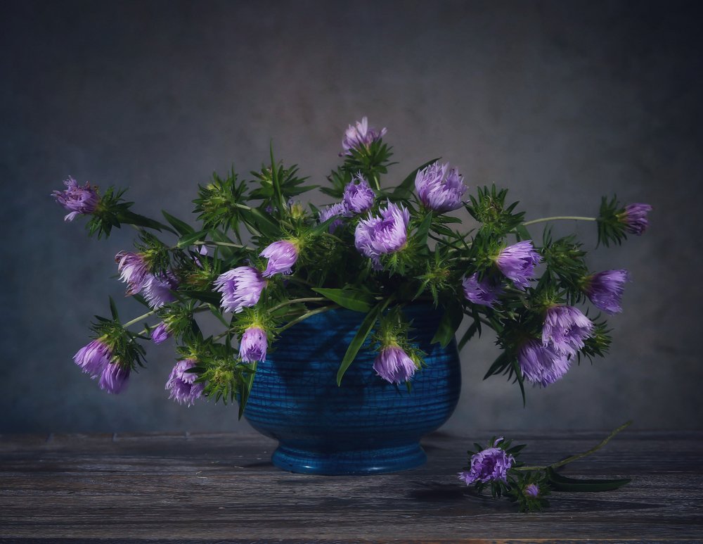 Stilleven met lavendel-distels door Fangping Zhou