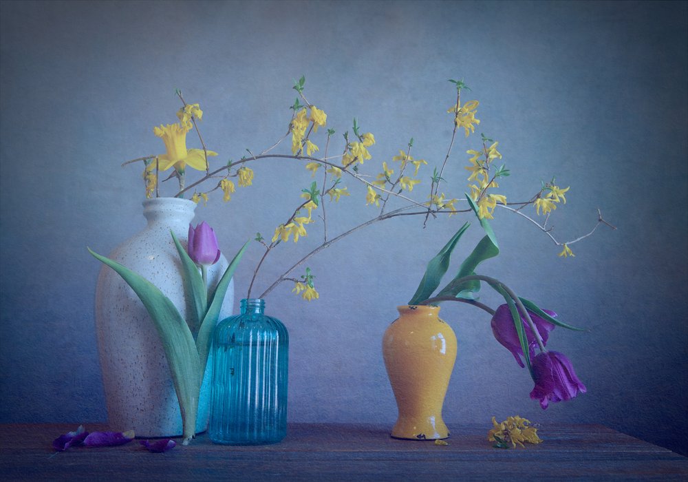 Lentevazen en bloemen door Fangping Zhou