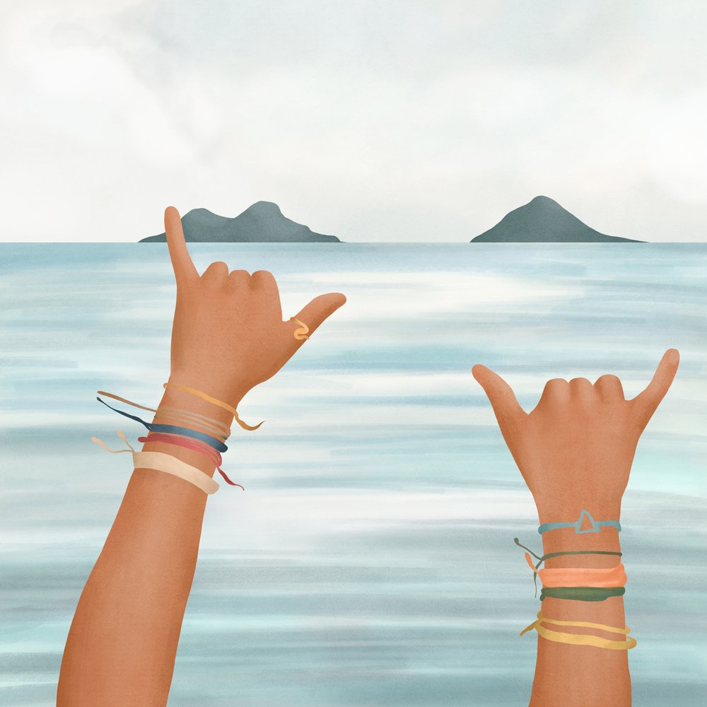 Shaka Hands Tropische Oceaan door Flow Line