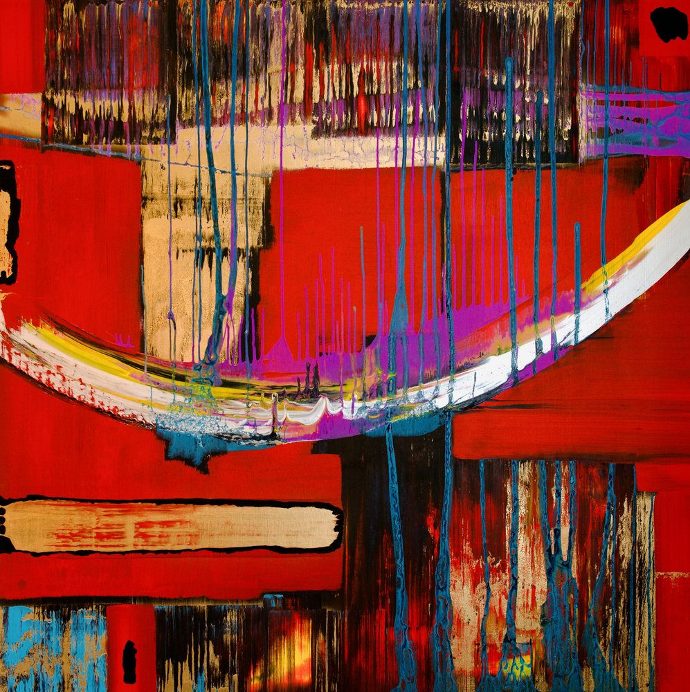 Dynamisch roodgoud abstract door Fredrik Olsen