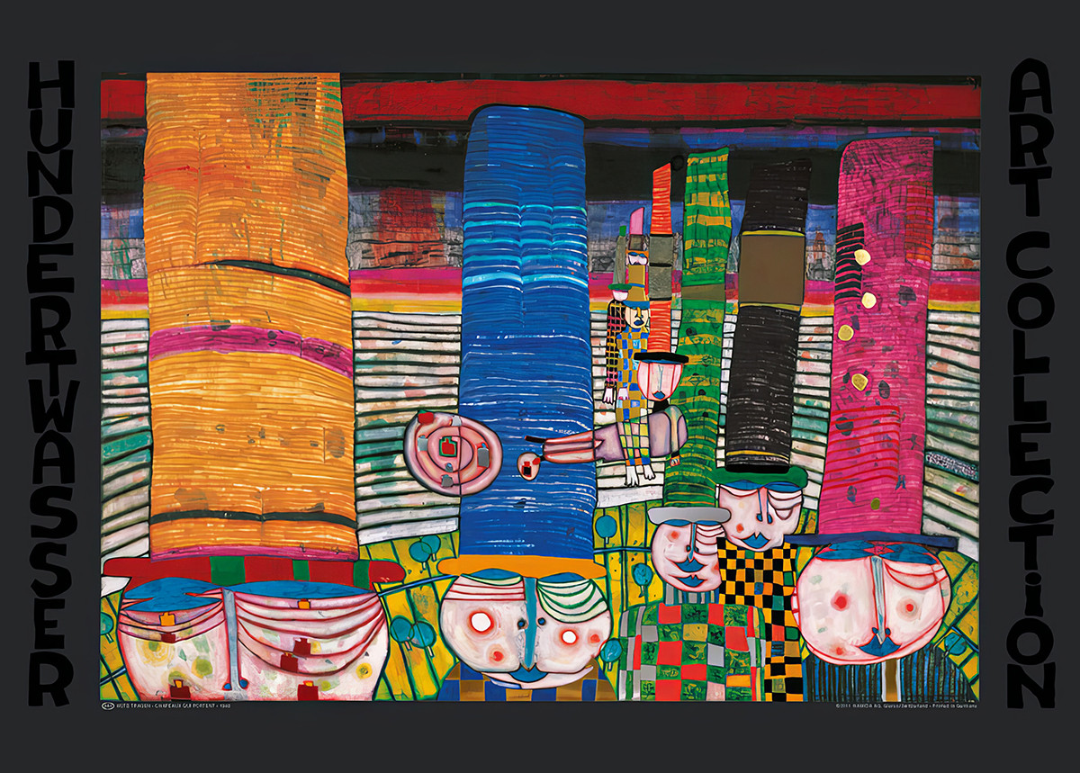 Hoeden dragen door Friedensreich Hundertwasser