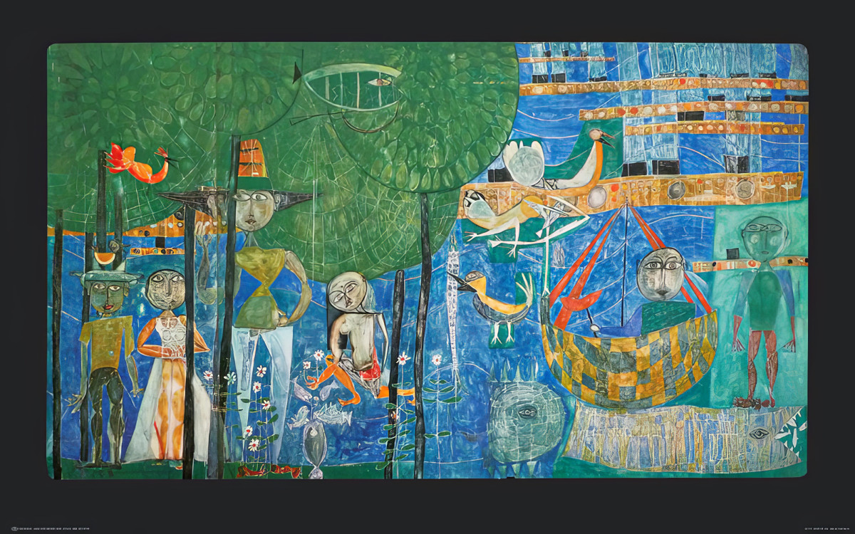 Paradijs – Land van mensen, vogels en schepen door Friedensreich Hundertwasser