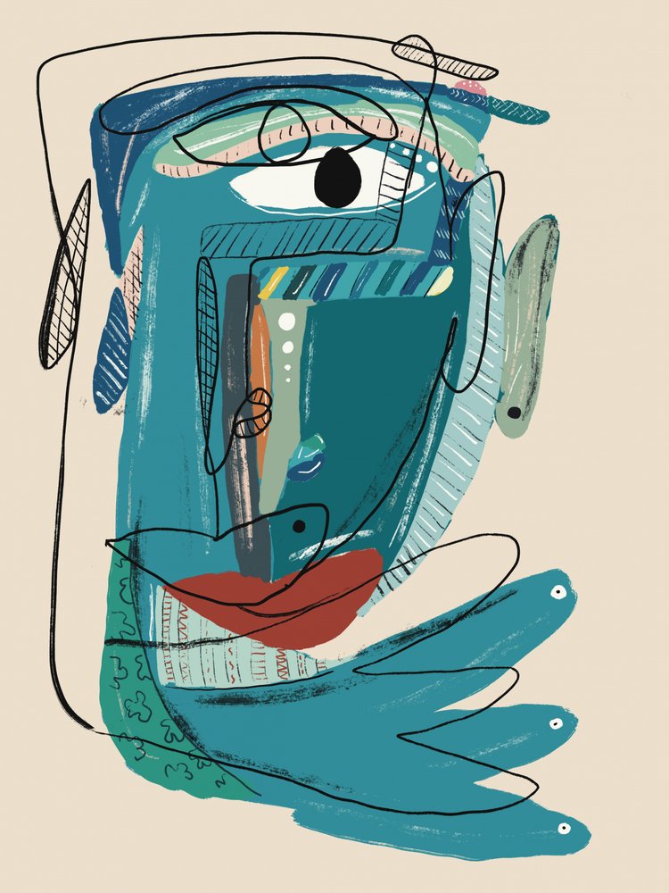 Abstract Blue Face door GIovanna Gil Alves