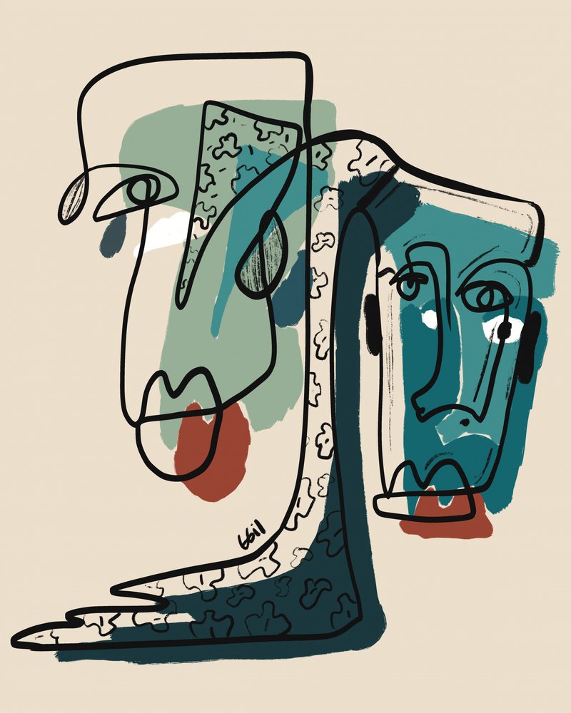 Moderne abstracte gezichten door GIovanna Gil Alves