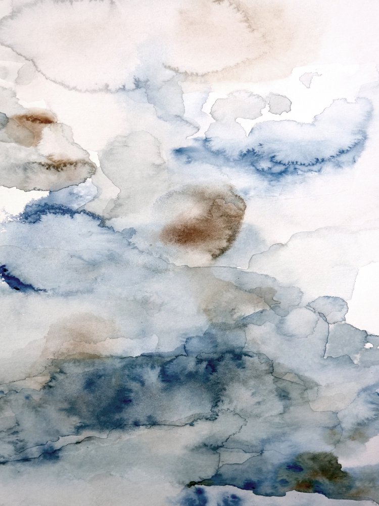 Blauwbruine abstracte lucht door Gemma Bardot