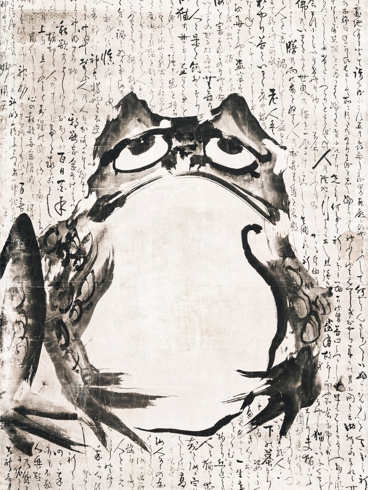 Japanse kikker (eind 18e – 19e eeuw) Vintage inkt en kleur op papier door Getsuju