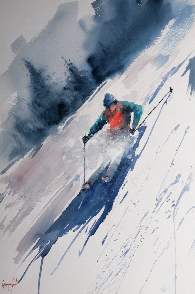 Afdaling op poedersneeuw door Giorgio Gosti