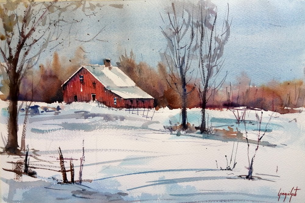 Winterse landschap bij de Rode Schuur door Giorgio Gosti