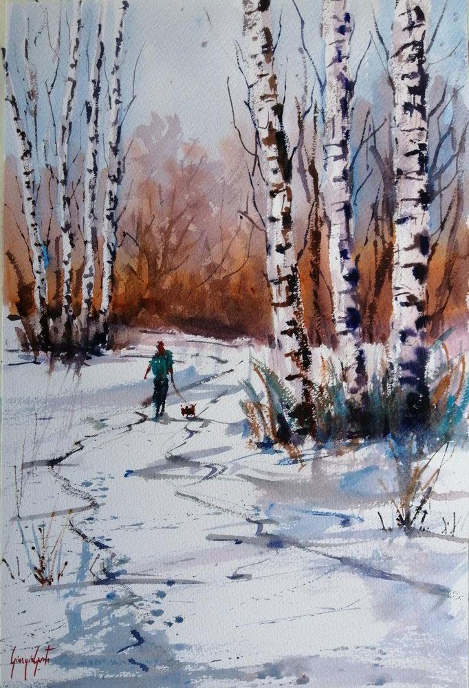 Wandeling door het winterberkenbos door Giorgio Gosti
