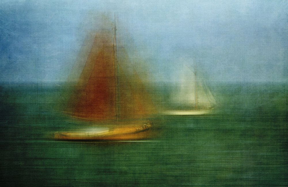 Rustige zeilboten op de oceaan door Greetje van Son