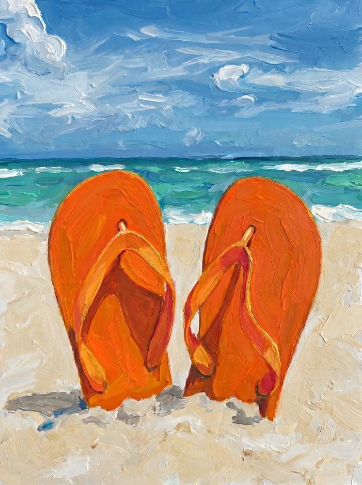 Oranje teenslippers voor op het strand door HUGO