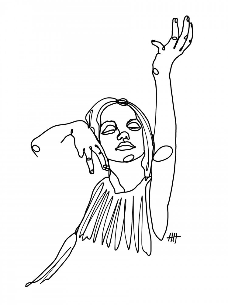 Elegante vrouw in lijntekening door Hanna Lee Tidd