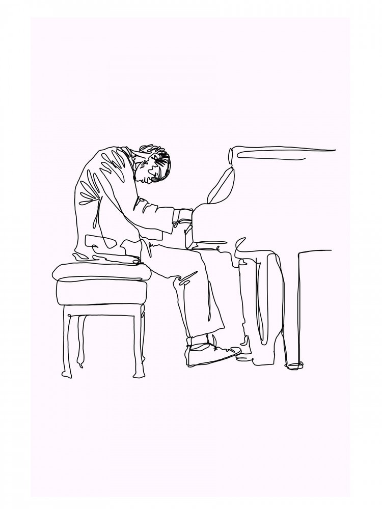 Muzikant aan de piano door Hanna Lee Tidd