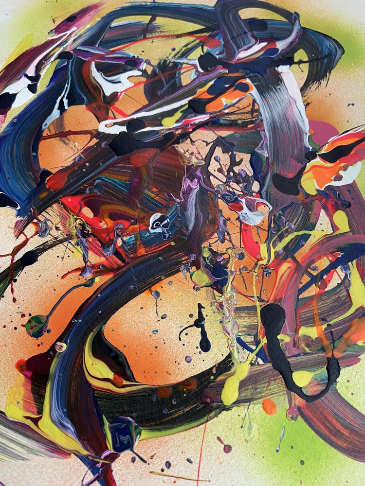 Levendige abstracte penseelstreken door Irene Chua