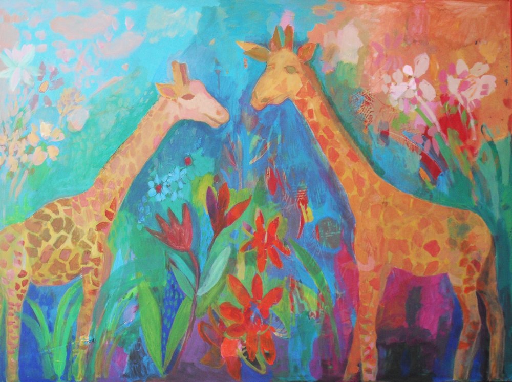 Levendige jungle-giraffen door Iria Fernandez