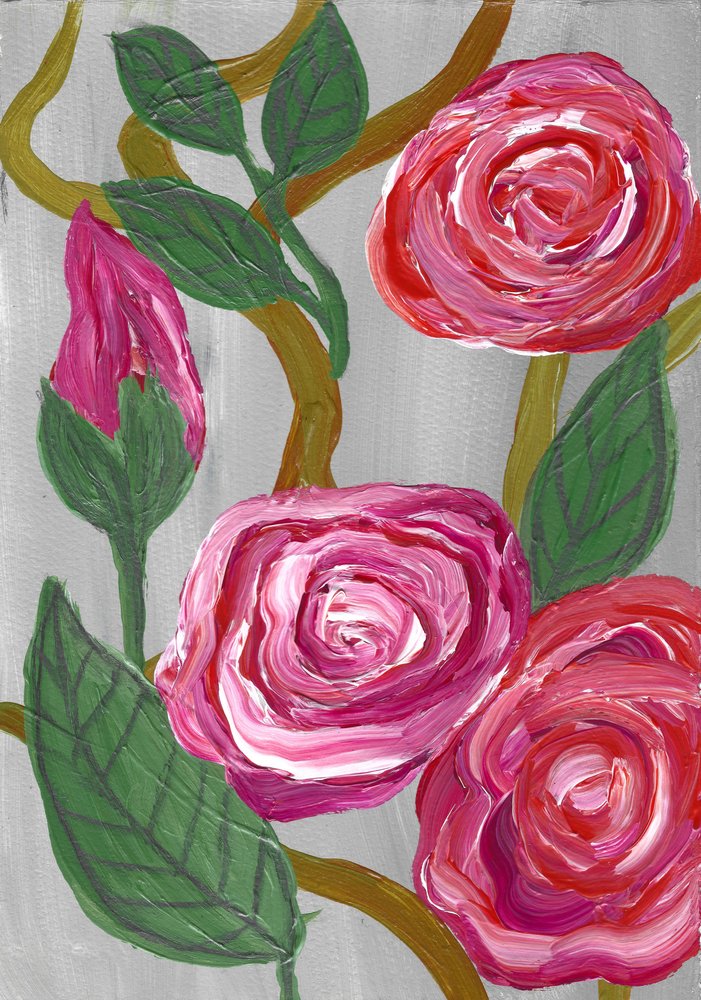 Bloeiende roze rozen door Janine Brewster