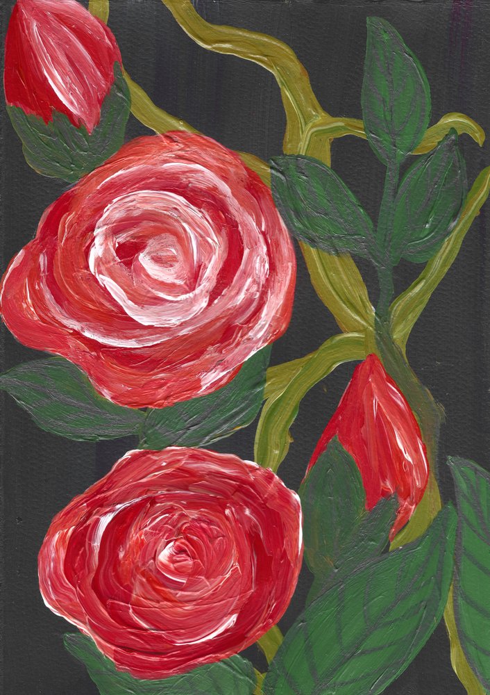 Levendig rode bloemen door Janine Brewster