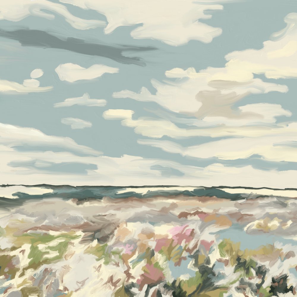Duinbloemen, Oceaan, Lucht door Jenna Alheit