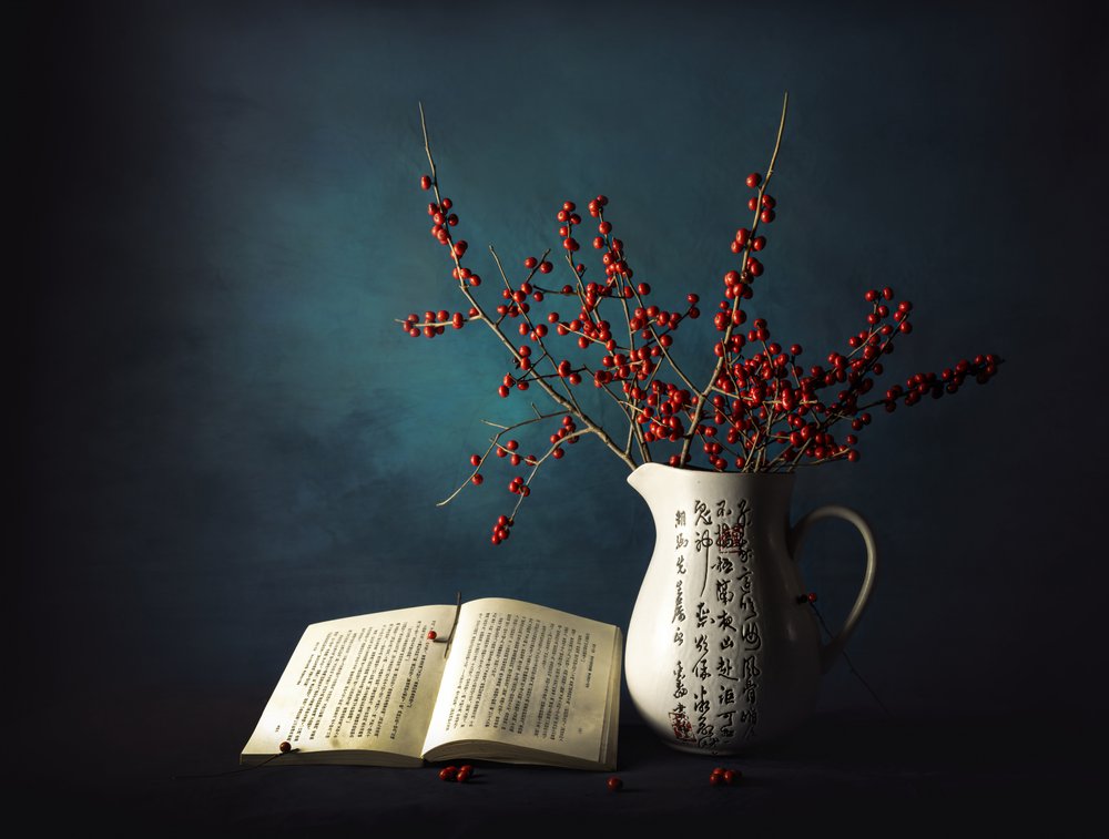 Winterbessen en een boek door John-Mei Zhong