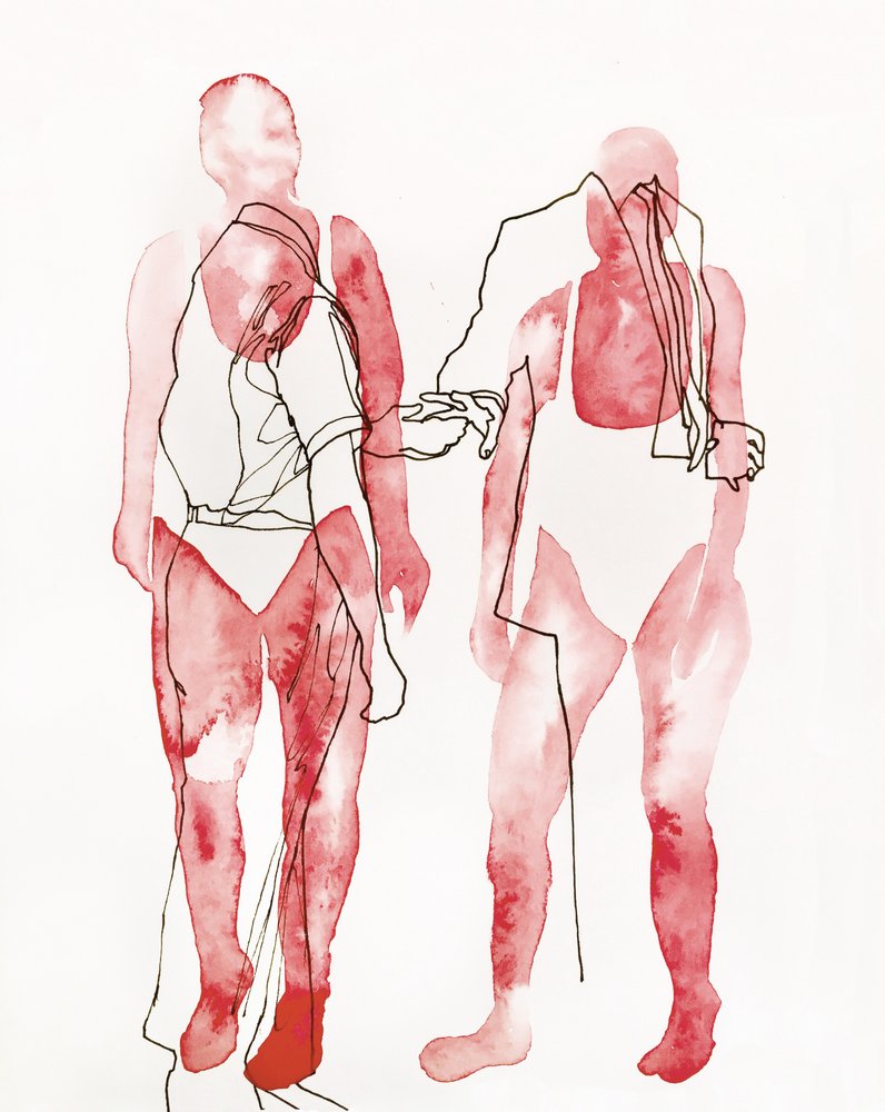 Abstracte rode figuren door Joshua Hoskins