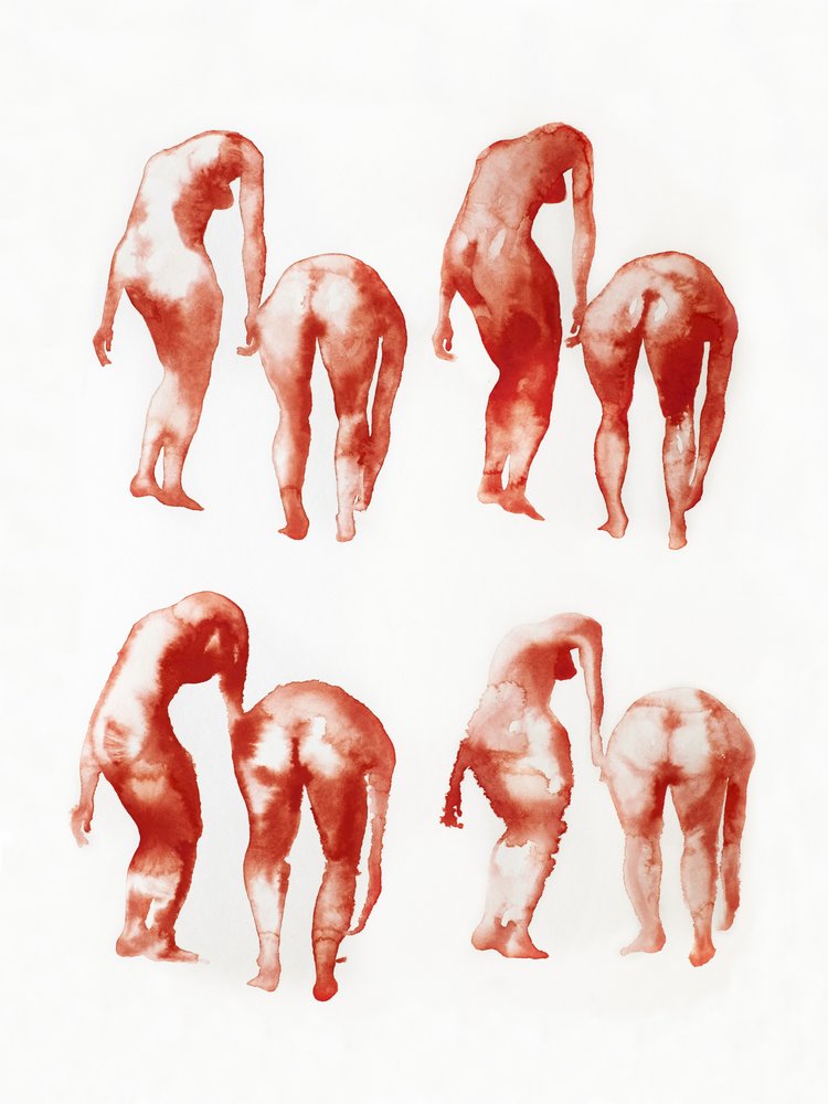Buigende naaktfiguren door Joshua Hoskins