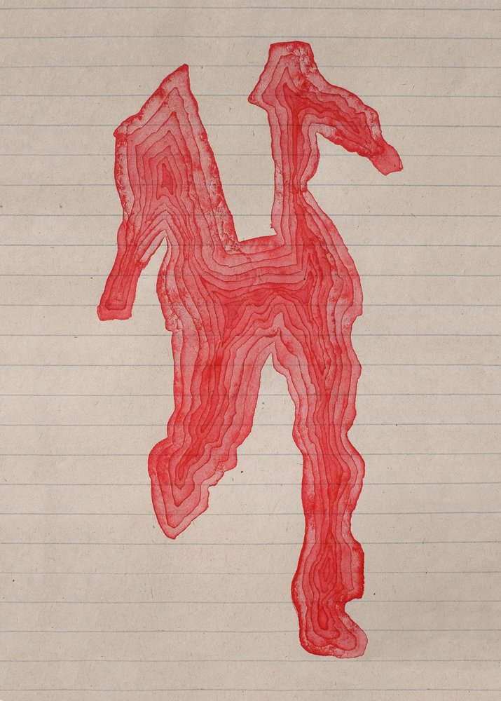 Rood omlijnde figuur door Joshua Hoskins