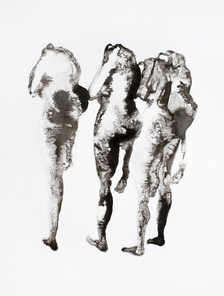 Drie inktfiguren door Joshua Hoskins