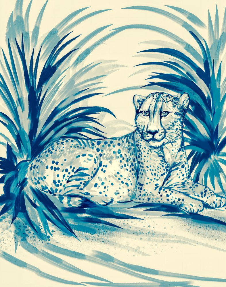 Blauwe junglecheeta door Josie George