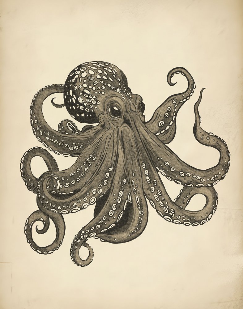 Elegante vintage octopus door Josie George