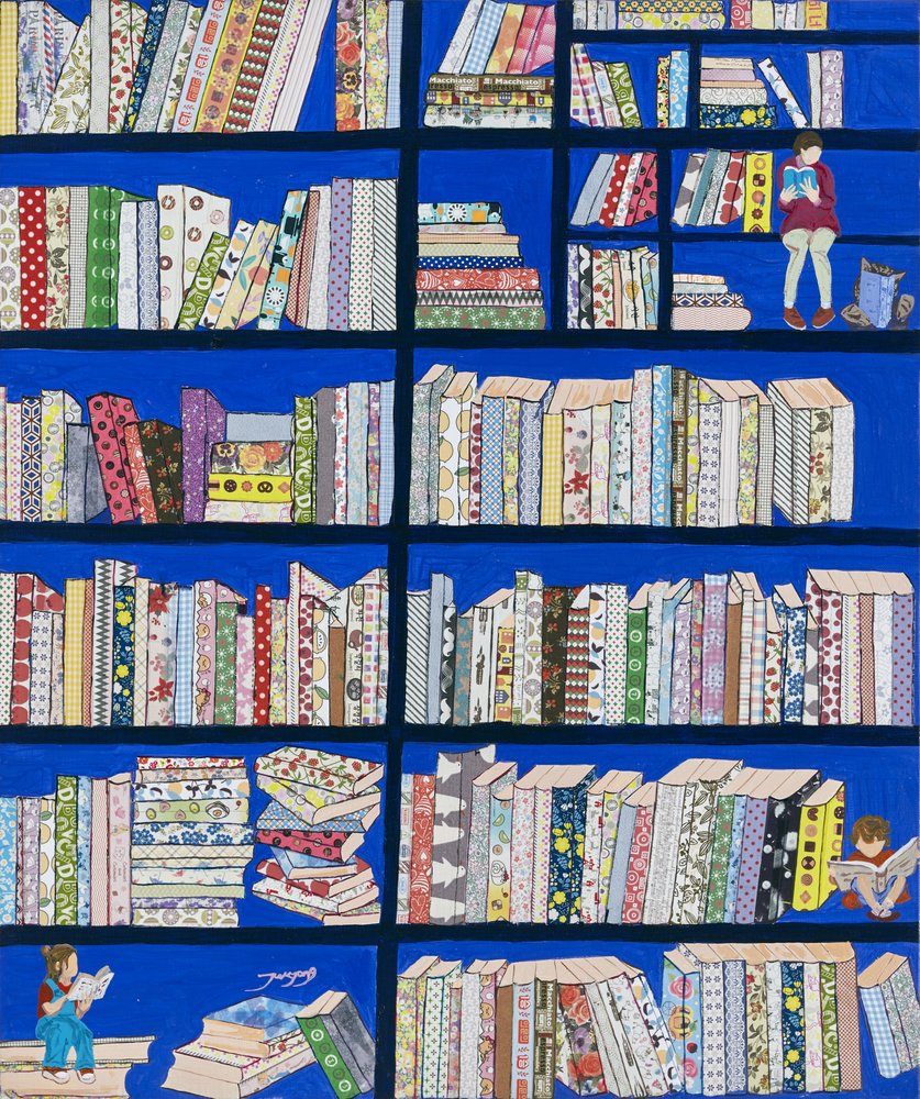 Kleurrijke bibliotheekboeken door Jukyong Park