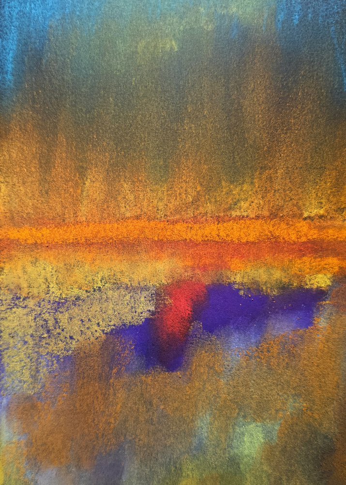 Abstracte weerspiegeling van de zonsondergang door Justyna Jaszke