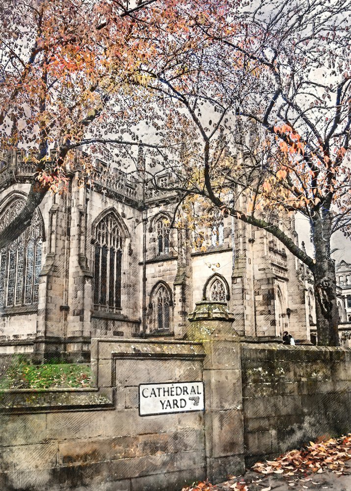 Het kerkplein in de herfst door Justyna Jaszke