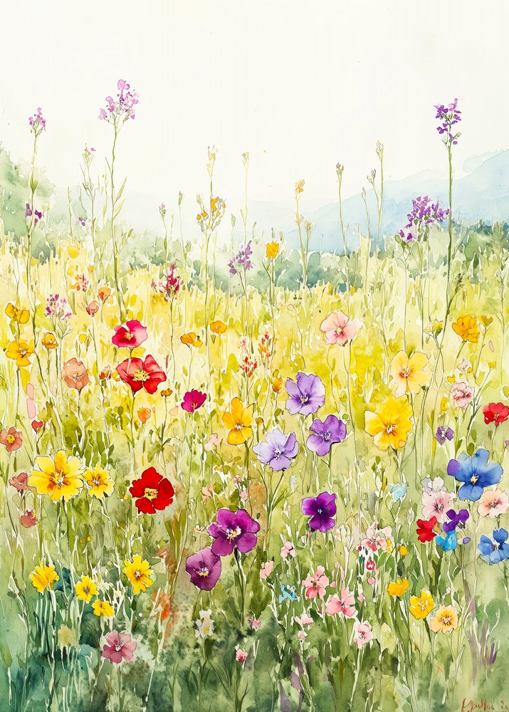 Kleurrijk veld met wilde bloemen door Justyna Jaszke