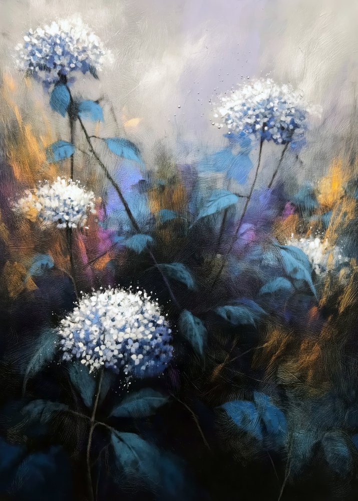Dromerige blauwe bloemen door Justyna Jaszke