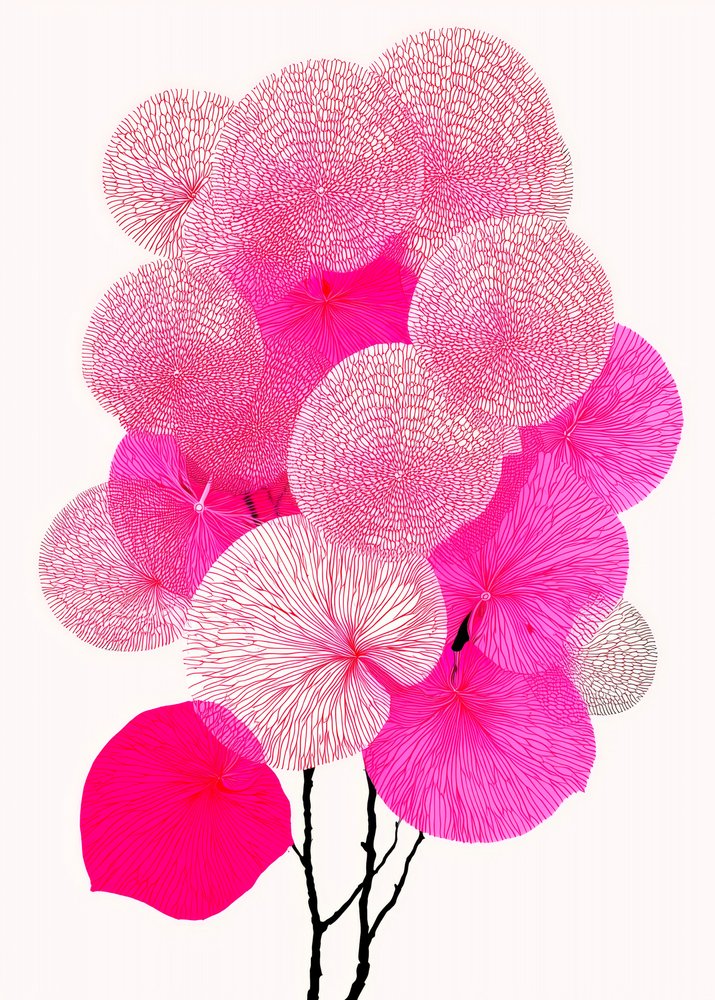 Moderne roze plantenmotieven door Justyna Jaszke