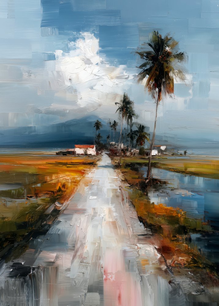 Serene Village Road door Justyna Jaszke