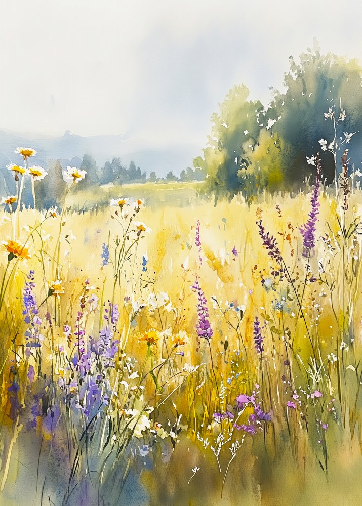 Zonnige wilde bloemenweide door Justyna Jaszke